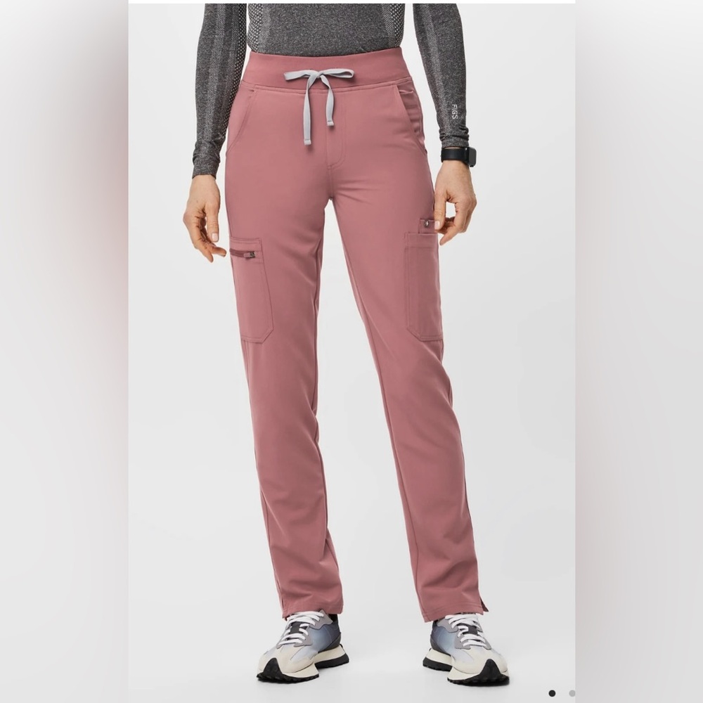 High Waisted Yola Skinny Scrub Pants LARGE MAUVE